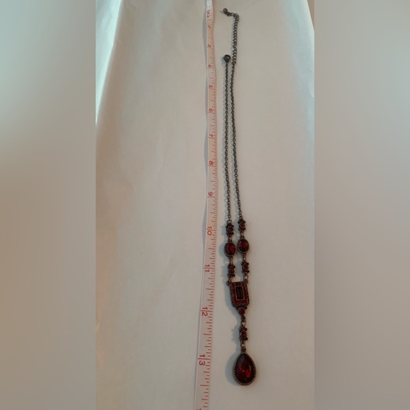 Red Ruby Rhinestone vintage classic baroque Necklace - Picture 6 of 8